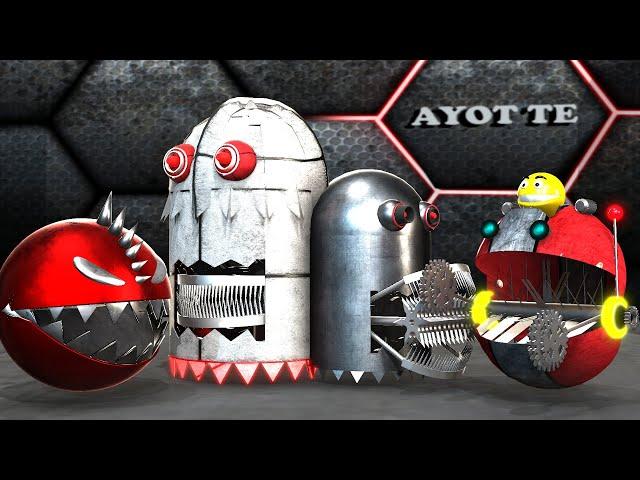 Pacman robot Vs Ghost robot in a fun adventure