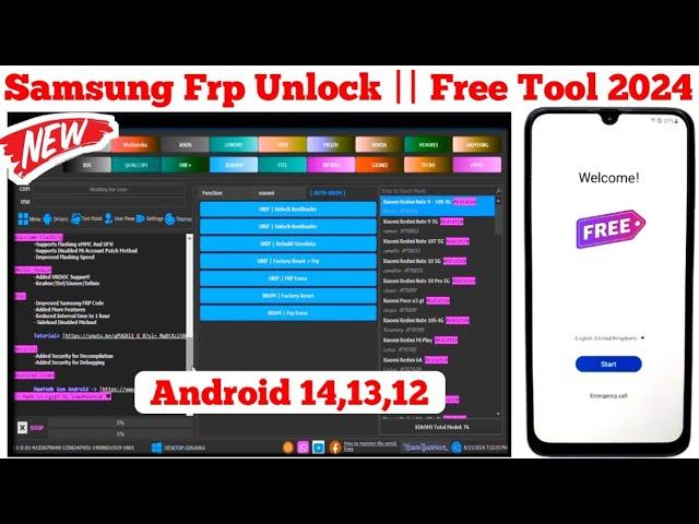 Samsung FRP Bypass/Unlock All Android 14/13/12/11 BY New Tool ONE Click Remove Latest Security Patch