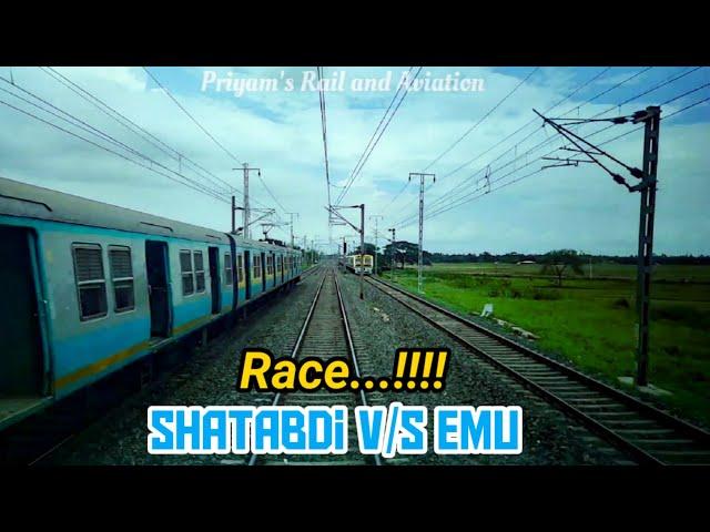 Shatabdi Express  v/s EMU race . Repeated overtakes..!!!