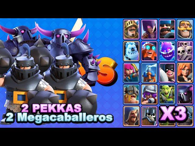 2 PEKKAS Y 2 MEGACABALLEROS vs TODAS LAS CARTAS TERRESTRES X3 | Clash Royale