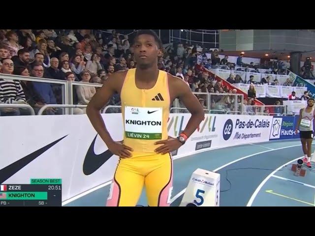 Erriyon Knighton World lead 200m indoor 20.21 Lievin