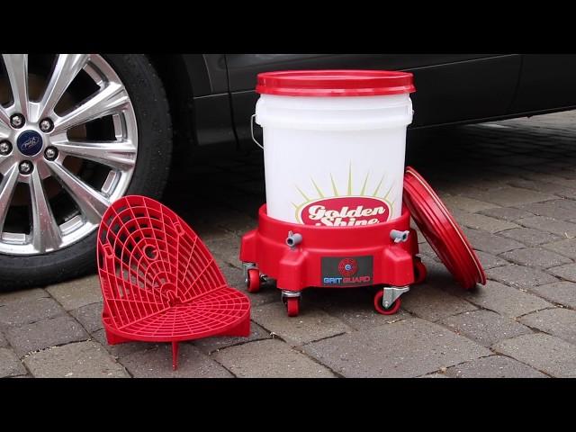 Golden Shine Car Wash Bucket and Dolly with Grit Guard 90010DOL at California Car Cover