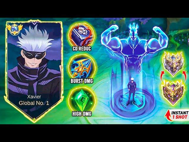 GLOBAL XAVIER NEW BEST 1 SHOT BUILD FOR XAVIER  (100% DELETE) | XAVIER BEST BUILD AND EMBLEM | MLBB