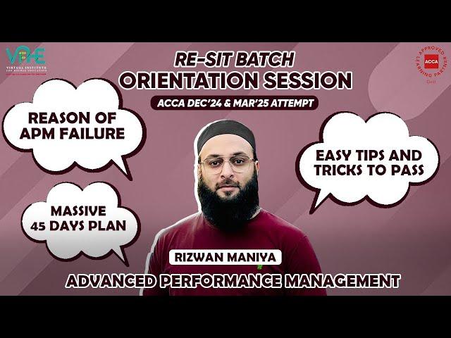 Reasons for Failure | Tips to Pass & 45-Day Plan with Sir Rizwan Maniya | ACCA APM ReSit Orientation