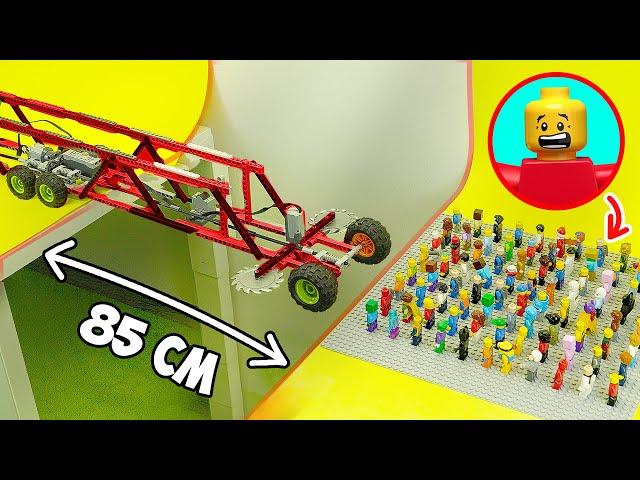 Lego Vehicles vs Extreme Obstacles and 100 Minifigures!