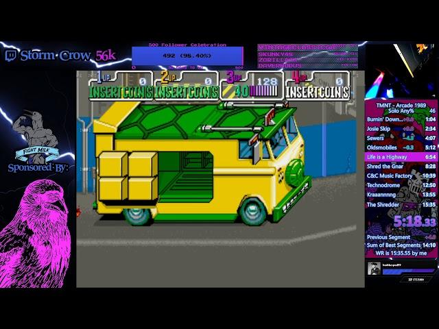 14:49 TMNT (Arcade) Any% speedrun World Record (as of 11/9/19)