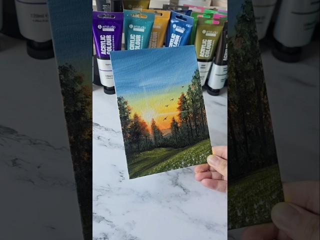 Easy way to paint a sunset scenery / acrylic painting ideas