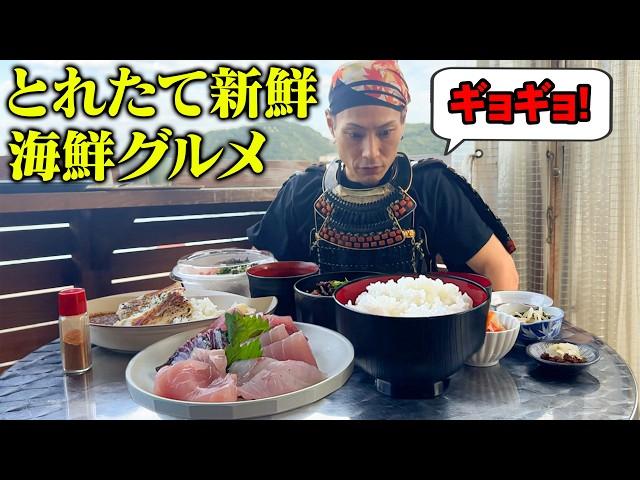 [Big eater] Eat all the super fresh market food [Nigiwai Market] [Samurai food]