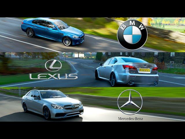 BMW M5 vs Lexus IS F vs Mercedes Benz E63 AMG Super Saloon Race - Forza Horizon 4