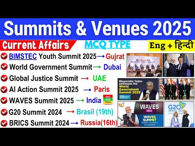 Summits 2025 Current Affairs | Summits, Conferences, Theme | Important Summits & Conferences 2025