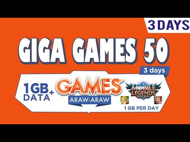 TNT GIGA GAMES 50 - 3 Days ML, AoV, COC and Clash Royale 1GB/day + 1GB Data