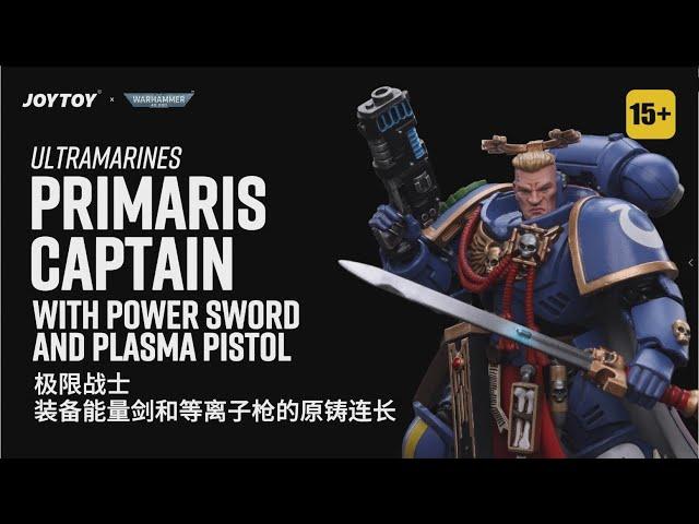 JOYTOY 1/18 Warhammer 40K Ultramarines Primaris Captain With Power Sword and Plasma Pistol