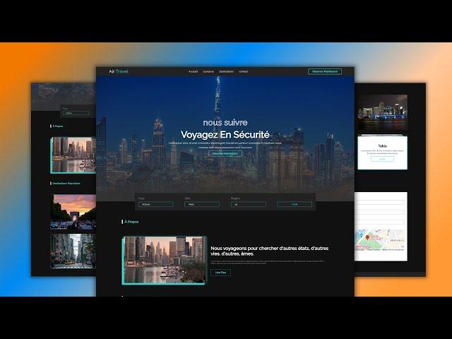 Comment Créer un  Site Web de voyage HTML  CSS & Javascript