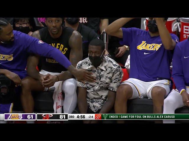 Kendrick Nunn on the Lakers bench with tears in his eyes, remembering his time with the Heat