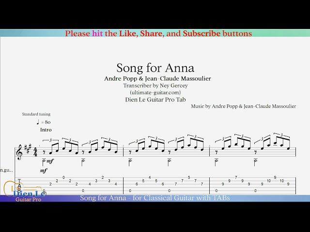 Song for Anna - for Classical Guitar with TABs