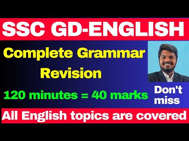 SSC GD ENGLISH CLASSES COMPLETE GRAMMAR REVISION FOR SSC GD ENGLISH FREE CLASSES SSC GD 2025 CLASSES