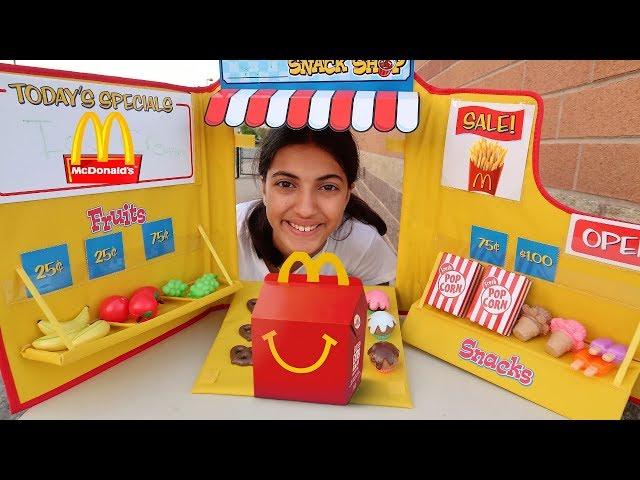 Hadil playing Restaurant and selling toys food - HZHtube kids fun