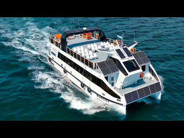 Catamaran with solar power station on board