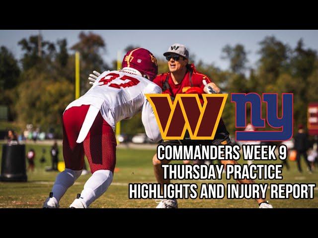 Commanders Week 9 Thursday Practice Highlights and Injury Report. Jayden Daniels Rookie of the Week