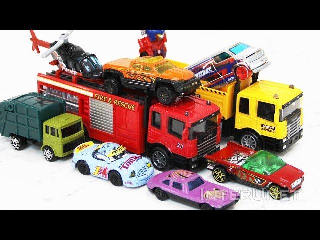 Unboxing fire truck and asphalt machine - die cast toys collection