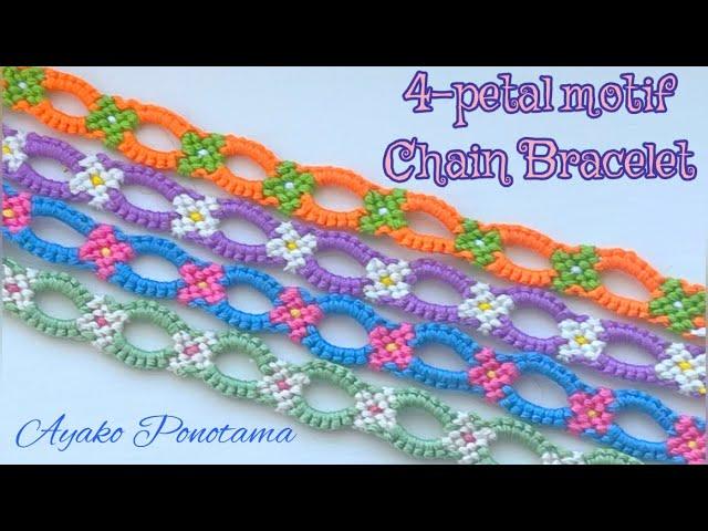 !!4-petal motif chain bracelet!! #clover or  #flower your choice:) #howtomake #stpatricksday #diy