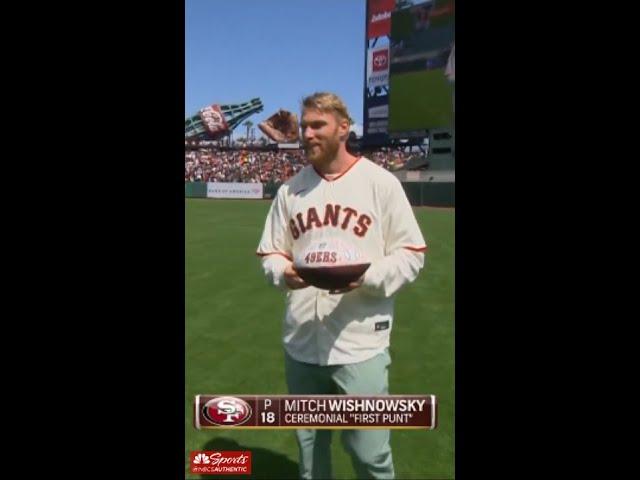 Mitch Wishnowsky boots the ceremonial first punt into McCovey Cove  | NBC Sports Bay Area