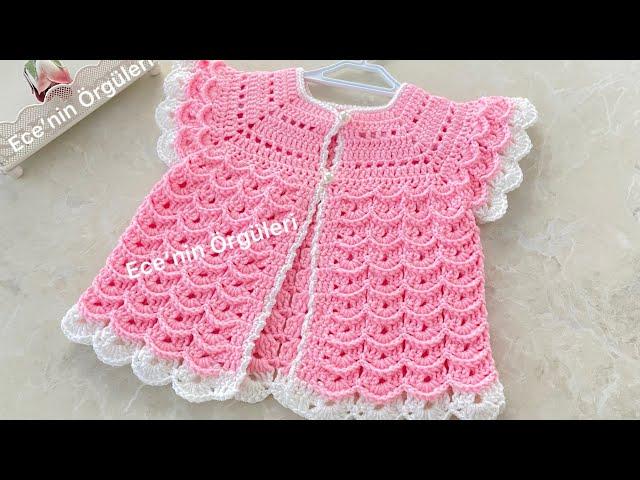 Crochet Princess Vest /Tığ işi Prenses Yeleği /Pembe Beyaz Yelek / 6 -12 ay #diy