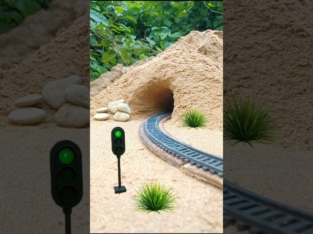 "Evening Train Through Sand Tunnel with Realistic Sound | Miniature Diorama Journey"