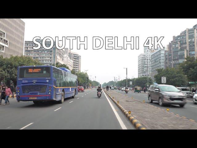 Rich Neighborhoods - South Delhi 4K - Driving Downtown