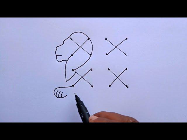 Lion Drawing With 4×4 Dots | How To Drawing Lion Easy | Lion Drawing Step By Step | Lion Drawing