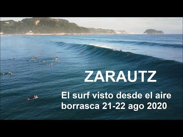 ZARAUTZ el surf visto desde el aire, borrasca Ellen 21-22 agosto 2020