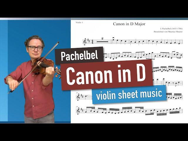 Pachelbel Canon in D Major | Violin 1 ONLY | Violin Sheet Music | Playalong, Piano Accompaniment