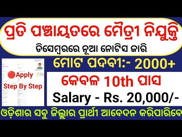 Odisha Panchayat Maitri Recruitment 2024/Odisha 10th Pass Govt Jobs/Odisha Govt Job Vacancy 2024