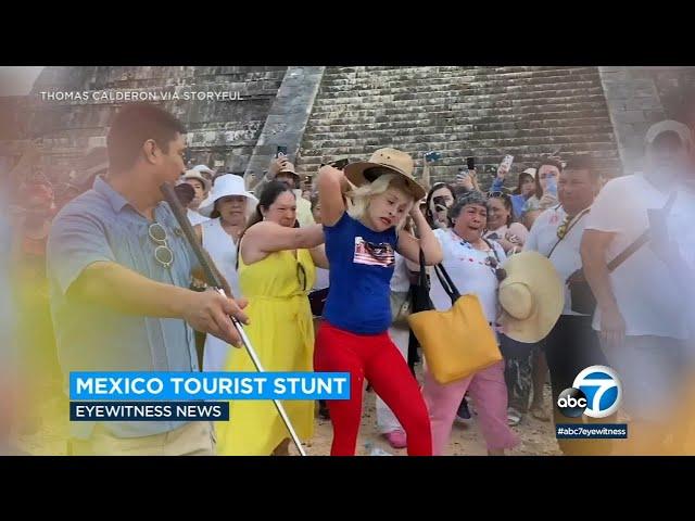 Tourist booed, doused with water after climbing Mayan pyramid in Mexico