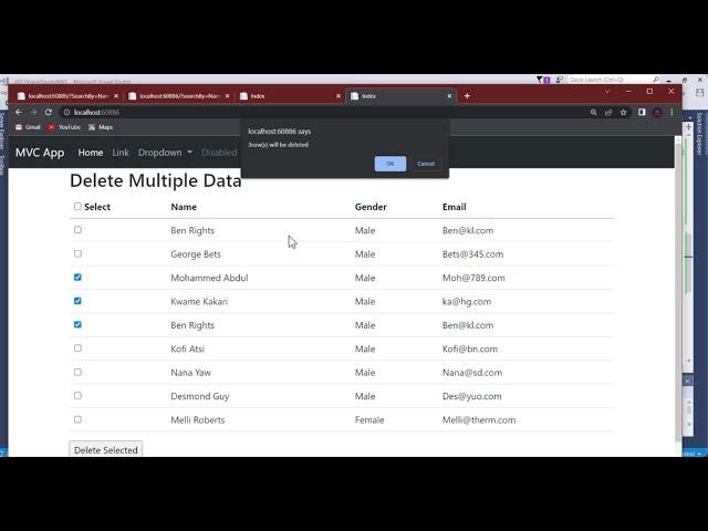 ASP.NET MVC Tutorials - Check and Uncheck all Checkboxes to Delete in ASP.NET MVC.