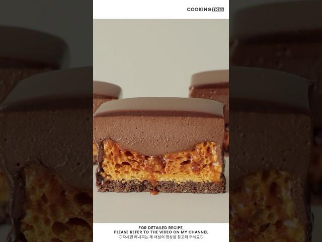 첫 입에 놀라는 식감 허니콤 초콜릿 무스 케이크 Crunchy Honeycomb Chocolate Mousse Cake #Shorts #Baking