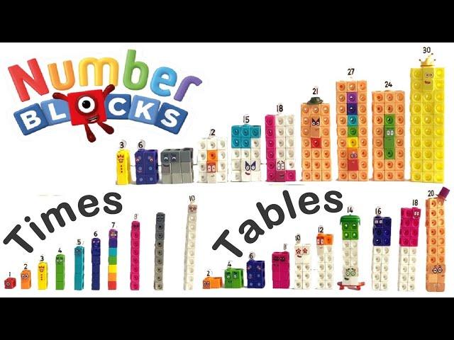 Numberblocks Math link Cubes 1-30 | One Two and Three Times Table | Kids Multiplication Maths Videos