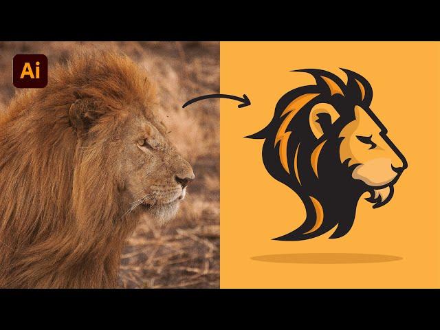 Adobe Illustrator Tutorial: Draw Lion Face Mascot Logo | Vector Mascot Logo Design | Hiru Designs