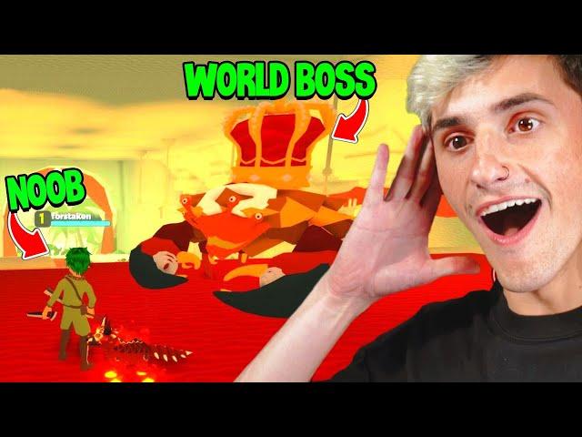 I destroyed the WORLD BOSS as a starter NOOB (Roblox)