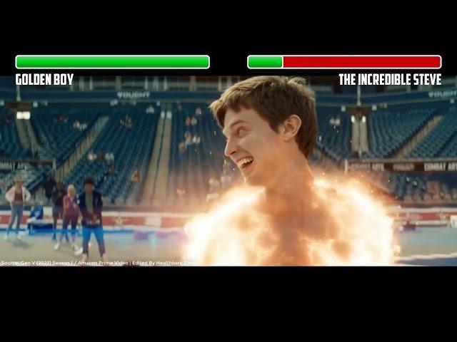 Gen V Fight Scene - Golden Boy VS The Incredible Steve With Healthbars