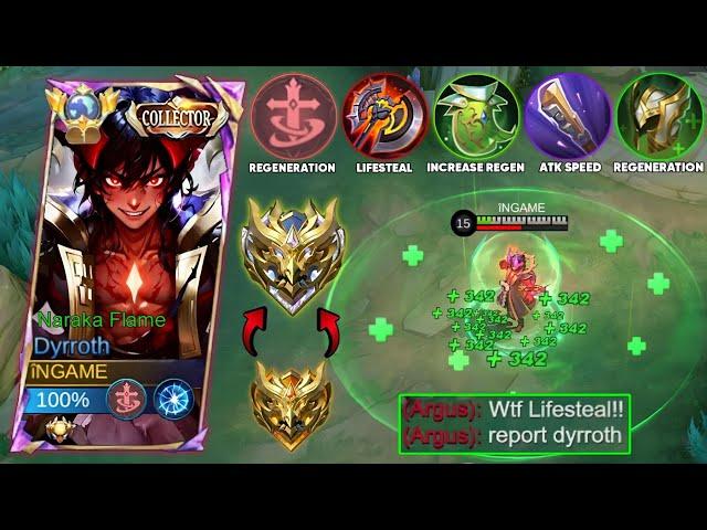 21 KILLS! DYRROTH NEW CHEAT LIFESTEAL UNLI HEALL BUILD THAT CAN RANK UP YOU FASTER! - MLBB