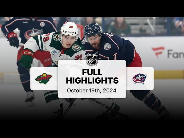 Wild at Blue Jackets | October 19, 2024 | NHL Full Game Highlights