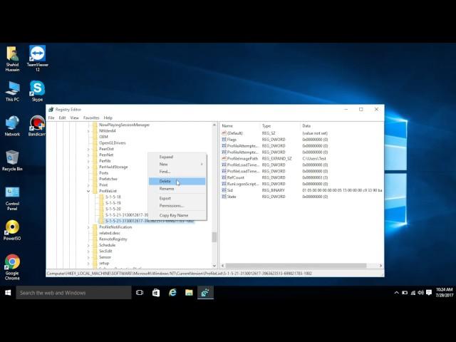 How to delete user window profile in window 7/8/10