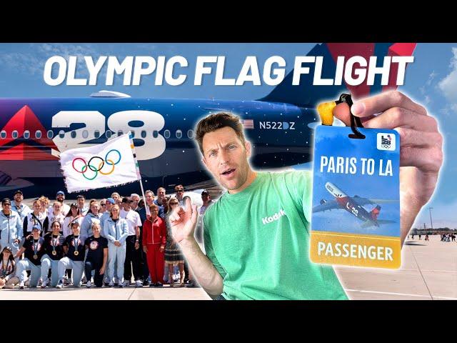 Flying the OLYMPIC Flag from Paris to LA: Once in a lifetime Delta flight!