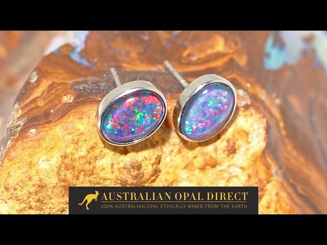 Gold Earrings, Green Earrings, Opal Stud Earrings - Australian Opal Direct | Worldwide Shipping