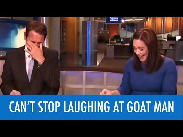 News Anchors Can't Stop Laughing At Goat Man