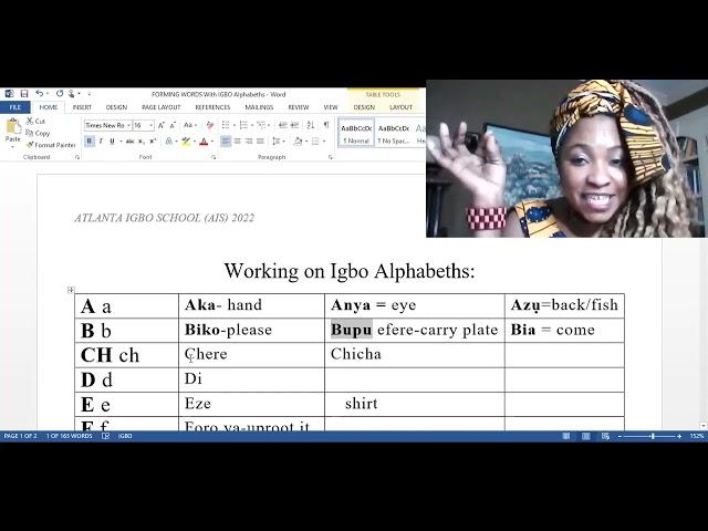 Atlanta Igbo School Lesson_Forming Igbo words with each Alpabeth