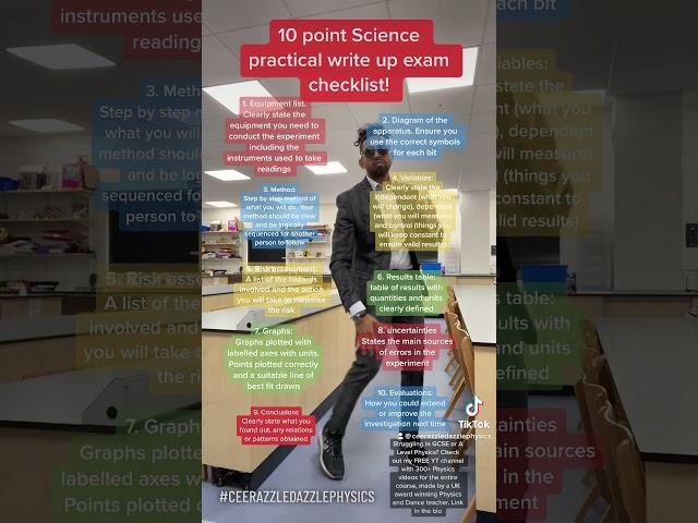 GCSE Science practical write up checklist #physics #gcsephysics #science #gcse #dance #teacher