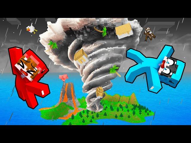 Sobreviviendo a un TORNADO en la Isla en Minecraft!