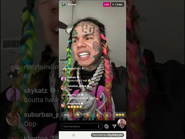 6ix9ine live instagram  new instagram record 2m views